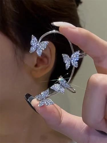 2 PCS Butterfly Ear Cuff Fairy Wing Cuff Wraps Vintage Non-Piercing Fake Earrings for Women Bridal Wedding Party Prom Ball Jewelry Crystal Rhinestone Sparkling - style: Style5