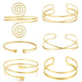 BROCC 6pcs Gold Arm Cuff Bracelet Set for Women Adjustable Coil Swirl Upper Cuff Bracelet Jewelry - color: A
