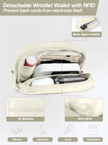 Tiostep Clip and Go Strap for Phone with Wallet Crossbody Phone Lanyard Adjustable and Detachable Wristlet Wallet with ID Window and Zipper, Beige - color: Beige, size: Medium