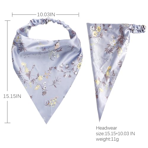 Vercret 6 Pack Hair Scarf Headband for Women Elastic Bandana Head Scarf Large Boho Triangle Kerchief with Clips Non Slip Scarves - color: Floral