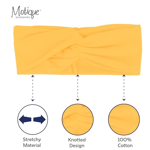 Motique Accessories Solid Twist Turband Headwrap Hair Band for Women (Yellow) - color: Yellow