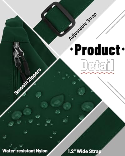 Crossbody Crescent Bag for Women Men Trendy, Crescent Sling Bag with Adjustable Strap, 2 Zippers Lightweight - color: Deep Green