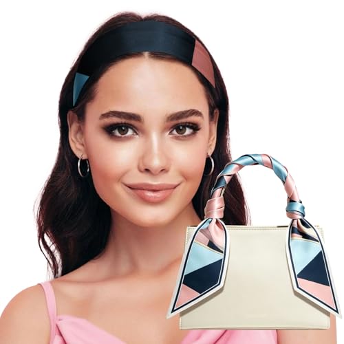 Sumolux Head Hair Scarf for Women Neck Purse Bag Handbags Scarf Like Silk - color: Colorful Geometry