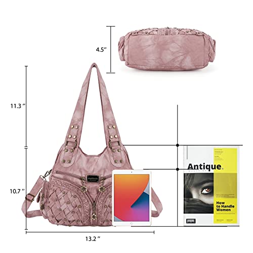 Angel Barcelo Purses for Women Large Shoulder Bag Soft Hobo Bags for Women - color: Dark Pink