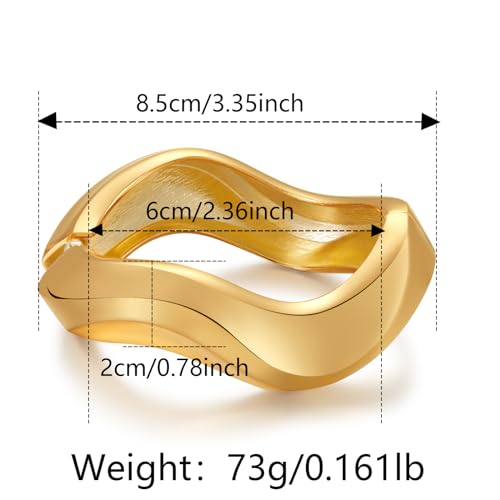 YMBYCM Gold Chunky Bangle Bracelets for Women Trendy Wide Chunky Cuff Bracelets Wrap Bracelet - style: H-Gold