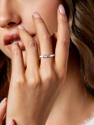 Custom4U Personalized Mothers Ring with 1-5 Birthstones Names Engraved 925 Sterling Silver/14K White Gold Plated Birthstone Rings for Women Promise Ring Birthday Jewelry Gifts for Mom Grandmother Wife - color: 2 Birthstones Ring (Custom)