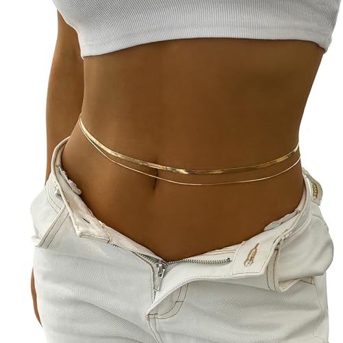 Sexy Multi-layered Crystal Waist Chain Summer Beach Metal Dance Waist Chain Bikini Thin Bead Belly Body Chain Festival Rave Body Accessories Jewelry for Women - color: Metal&gold
