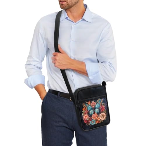 Womens Crossbody Bag Cell Phone Purse Wallet Small Shoulder Handbag for Workout Travel Gym - color: Butterfly Mandala