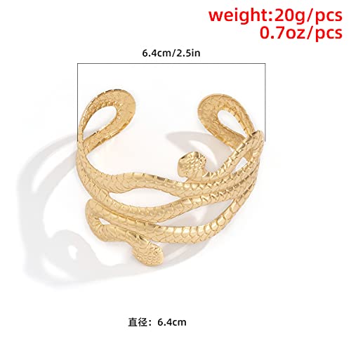 Caiyao Punk Exaggerated Viper Animal Serpent Swirl Snake Bangle Bracelet Gothic Open Adjustable Upper Arm Cuff Armlet Armband Bracelets for Women Men Bar Party Halloween Decoration Jewelry