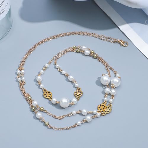NEWITIN 69 Pieces Gold Jewelry Set for Women Fashion Costume Jewelry Gold Plated Necklace Bracelet Earrings Set for Women - color: Pearl Jewelry Set