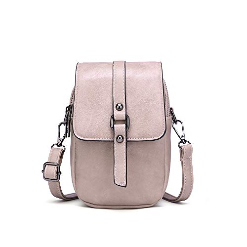 myfriday Vintage Crossbody Phone Bag for Women, Small PU Leather Shoulder Purse and Handbag - color: A-pink