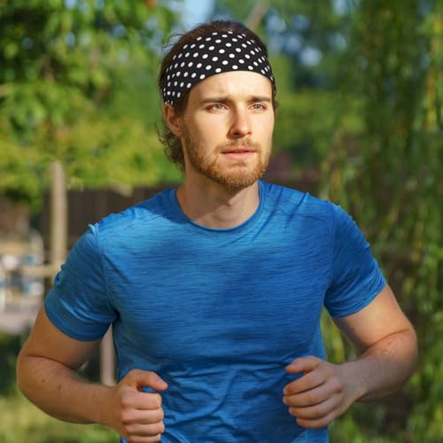 Black and white Polka Dot Headband - Elastic Fashion Hair Band for Sports, Yoga, Daily Wear - color: 12
