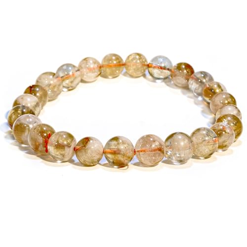 ANAYA AGATE Healing Crystal Bracelet for Women and Men – 8mm Round Beaded Bracelet for Men and Women – Unisex Stretchy Gemstone Bracelet for Healing and Protection - color: Citrine Natural