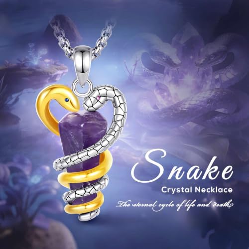 INFUSEU Mystical Hecate Triple Moon Goddess Necklaces, Divine Feminine Protection Gifts - style: Snake