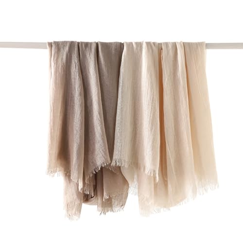 Harewom Lightweight Gauze Linen Feeling Shawl Wraps for Women Beach Summer Scarf for Evening Wedding Dresses - color: Shawl Wraps - Creamy-white