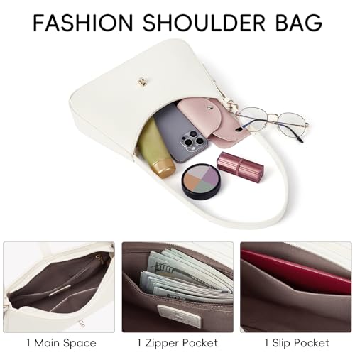 CLUCI Shoulder Bag for Women, Purses for Women, Handbag Hobo Bags Vegan Leather Crossbody Purse with Adjustable Strap White - color: A-white-small
