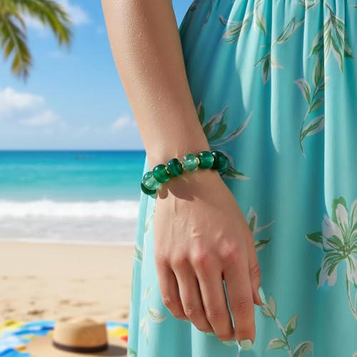 Chunky Beaded Bracelets for Women Boho Multicolor Acrylic Resin Beads Bracelet Adjustable Statement Bracelet Summer Beaded Jewelry - color: Beads bracelet--green