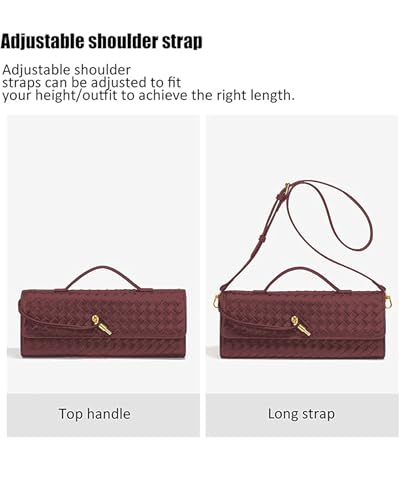 NEWBELLA Handwoven Women's Clutch Purse, Crossbody Bag with Adjustable Strap for Evening & Casual Use - color: Burgundy