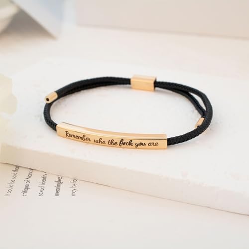 LINY Inspirational Gifts for Women Men, Dont Let The Hard Days Win Gifts, Motivational Inspirational Tube Bracelets Friendship Birthday Meaningful Gift for Friends Female - color: Remember Who-Tube Black+Gold