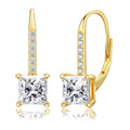 KRKC Moissanite Earrings, 1.0ct-2.0ct D Color Lab Created Diamond Earring, 14k White Gold Plated Sterling Silver Dangle Earrings S925 Leverback Drop Earring for Women Hypoallergenic Jewelry for Gifts - color: Princess-Gold-5.5mm