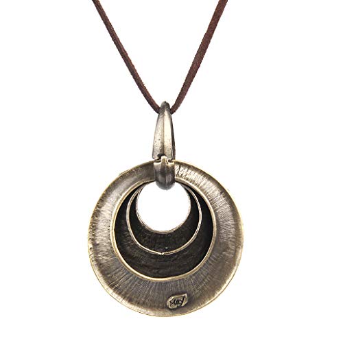 GelConnie Leather Cord Necklace Chain Multilayer Wooden Pendant Necklaces Vintage Jewelry Boho Long Sweater Necklace for Women Men - color: Multilayer Pendant Necklaces