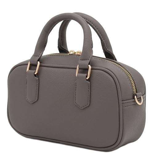 FashionPuzzle Mini PU Leather Satchel Purse Top Handle Crossbody Bag - color: Grey