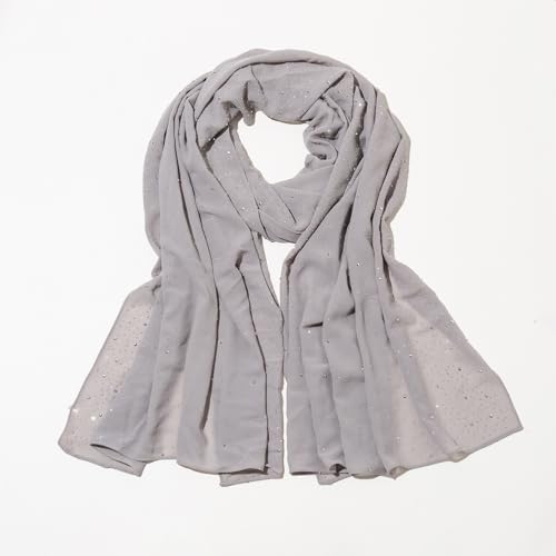 Shawls and Wraps for Evening Dresses Sheer Chiffon Women Elegant Soft Silky Sparkly Wedding Bridal Scarf - color: Light Grey C