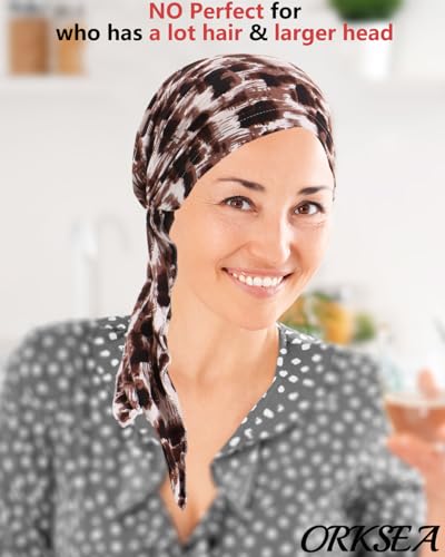 Chemo Headwear for Women Pre-Tied Head Scarf Headwraps Soft Turbans Cancer Hats Chemo Beanie Coverings Scarves - color: Leopard Print4