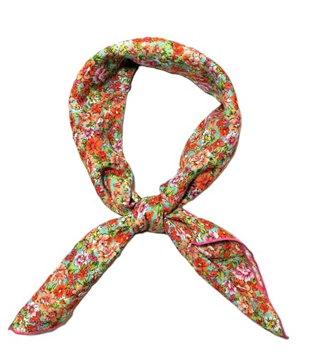 Shanlin Unisex Floral Cotton Square Scarf Bandanas 22x22 inch - color: Springgarden-redgreen