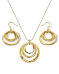 Hypoallergenic Silver Circle & Dangle Earrings and Necklace Set for Women Geometric Boho Style Hoop Jewelry for Women-Lightweight & Dangling-Gift for Bohemian Fashionistas - color: Gold