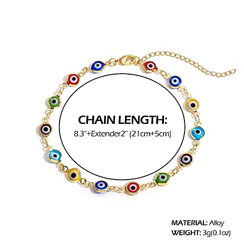 SLOONG Evil Eye Beaded Anklet Bracelets for Women, 14K Gold Plated Ankle Bracelet Jewelry Beach Beads Anklet Set Ankle Bracelets for Women - color: Eye Beads