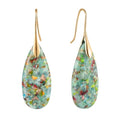 SELOVO Stone Fishhook Dangle Drop Earrings Statement Earrings for Women Stone - color: Cyan-Gold Color Hook