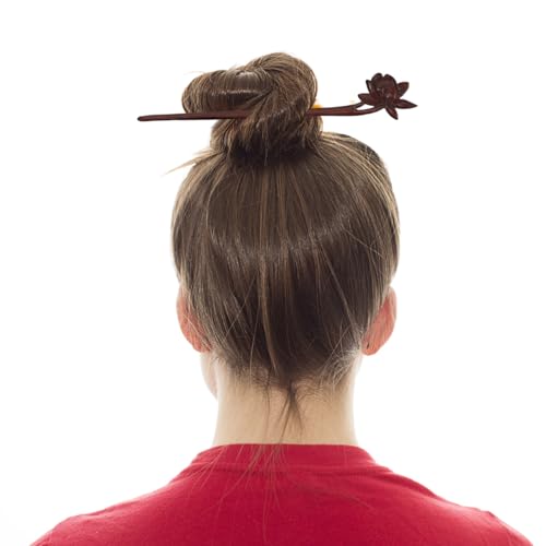 Lotus Hair Stick for Women Vintage Chinese Hairpin for Buns Hair Styling Elegant Wooden Pin 7.87In Lightweight Durable Accessory