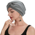 ZLYC Chemo Headwear for Women Pre Tied Turban Headwear Lightweight Beanie Hat - color: Knot Light Gray
