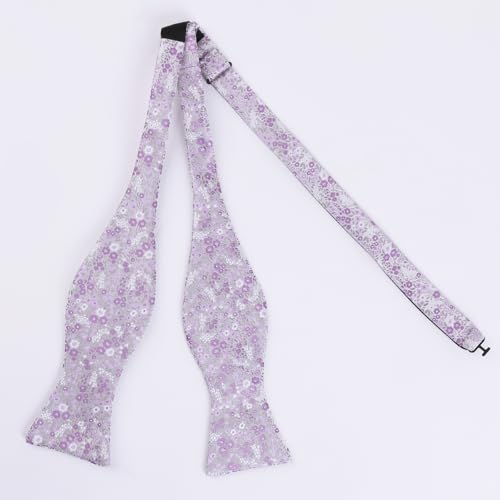 Alizeal Mens 2pcs Classic Floral Pattern Self-tied Bow Tie and Handkerchief Set - color: 045-gray/ Lilac