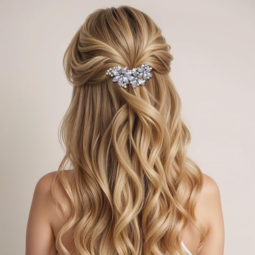 Crystal Flower Hair Clips,4Pcs Rhinestone Hair Clips Elegant Accessories for Women Bride Wedding Party Festivals