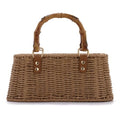 Straw Woven Handbags Handmade Summer Beach Bags Wicker Rattan Crossbody Bag for Vacation - color: Brown