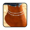 Yalice 925 Silver Ankle Bracelets Chain for Women Dainty 14K Gold Plated Waterproof Beads Anklets Layered Beach Foot Jewelry Gift - color: Silver-Satellite Chain