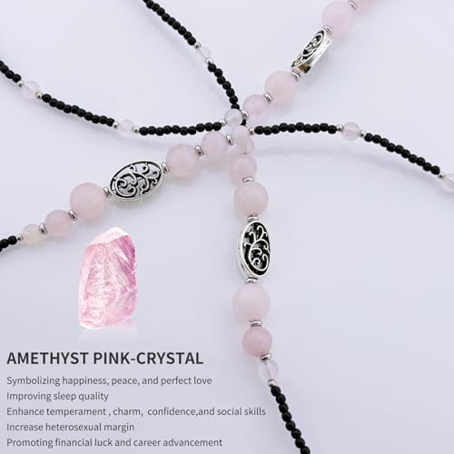 Damanse Beaded Glasses Chain,Eyeglass & Sunglass Strap For Women Stylish - color: Tree of Life Pink Crystal