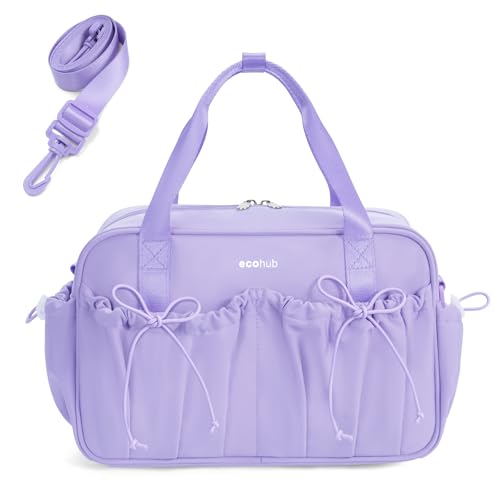 ECOHUB Small Gym Bag for Women, Mini Gym Duffle Bag with Wet Compartment, Bowknot Sports Bag, Cute Gym Tote Bag Dance Yoga Workout Travel Bags Lavender - color: Lavender