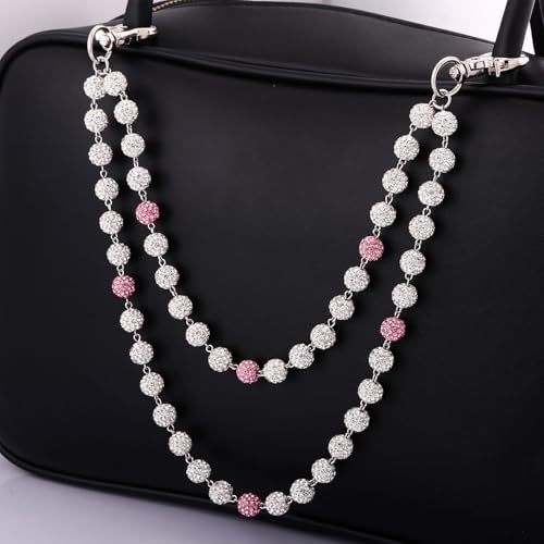 Rhinestone Ball Jeans Chain, Double Layer Crystal Waist Chain, Silver & Blue Sparkly Bling Pants Chain, Hip Hop Belt Chain Accessories for Women Men, Y2K Punk Aesthetic for Party, Festival, Everyday Wear - color: Pink