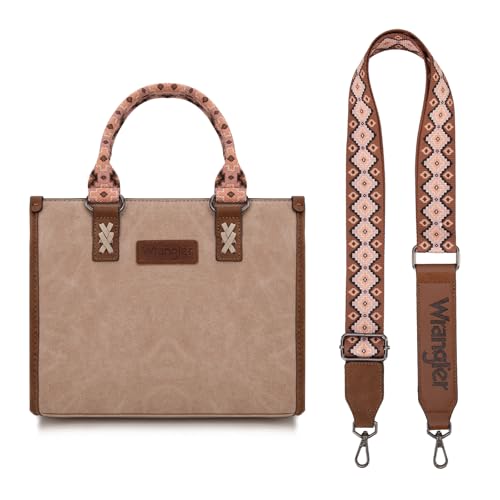 Montana West Wrangler Tote Bag for Women Aztec Western Retro Purse Top Handle Handbags - color: A-aztec-khaki