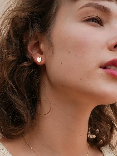 S.Leaf Gold Stud Earrings for Women Sterling Silver Gold plated Hypoallergenic Shell Mother of Pearl Post Earrings for Women Birthday Gifts - color: B01_Shell_7mm_Gold