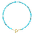 KissYan Beaded Gemstone Necklace for Women, Natural Stone Beach bead Necklace, 18" Boho Summer Handmade Jewelry Gifts - color: Turquoise