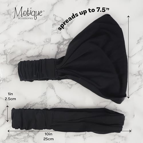 Motique Accessories Wide Cotton Head Band Solid Boho Yoga Style Soft Hairband for Women (Dark Grey) - color: Dark Grey