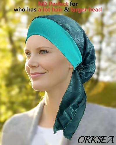 Chemo Headwear for Women Head Scarf Headwraps Silky Soft Turbans for Women Cancer Hats Chemo Beanie Coverings Scarves - color: B Peacock Green