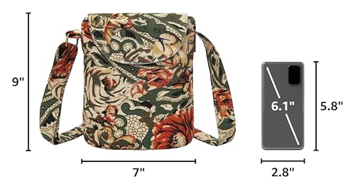 OPQRSTU Women's Retro Small Size Canvas Shoulder Bag Hippie Boho Crossbody Handbag - color: Army Green