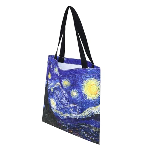 Canvas Tote Bag for Commuting, Foldable Travel Tote Bag Beach Bag Reusable Grocery Bags for Men Women, 13.4 x 14.2 Inch - color: A-sky
