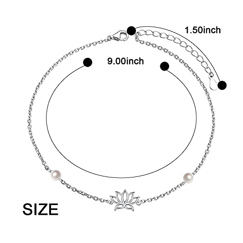 Anklets for Women S925 Sterling Silver Adjustable Beach Foot Ankle Bracelet Jewelry Gifts - style: Lotus