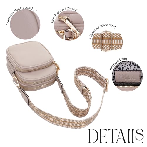 Mali+Lili, Josie Triple Zip Crossbody Bag - color: Webbing_stone